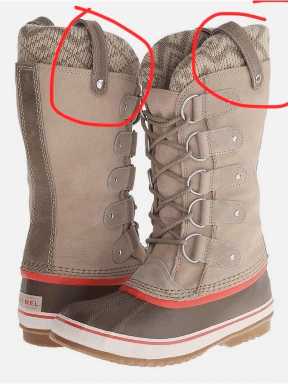 SOREL Joan of Arctic II Fossil Taupe Beige KNIT Suede Waterproof Winter BOOTS - Picture 7 of 7